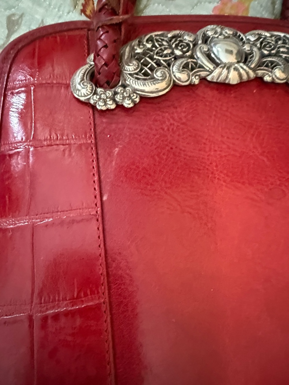 Brighton Red Braided-Handle Satchel with Heart Charm - Picture 3 of 7
